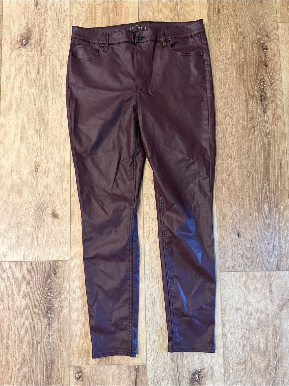 White House Black Market | Skinny Coated Jeans | Plum | size 12 | High Rise